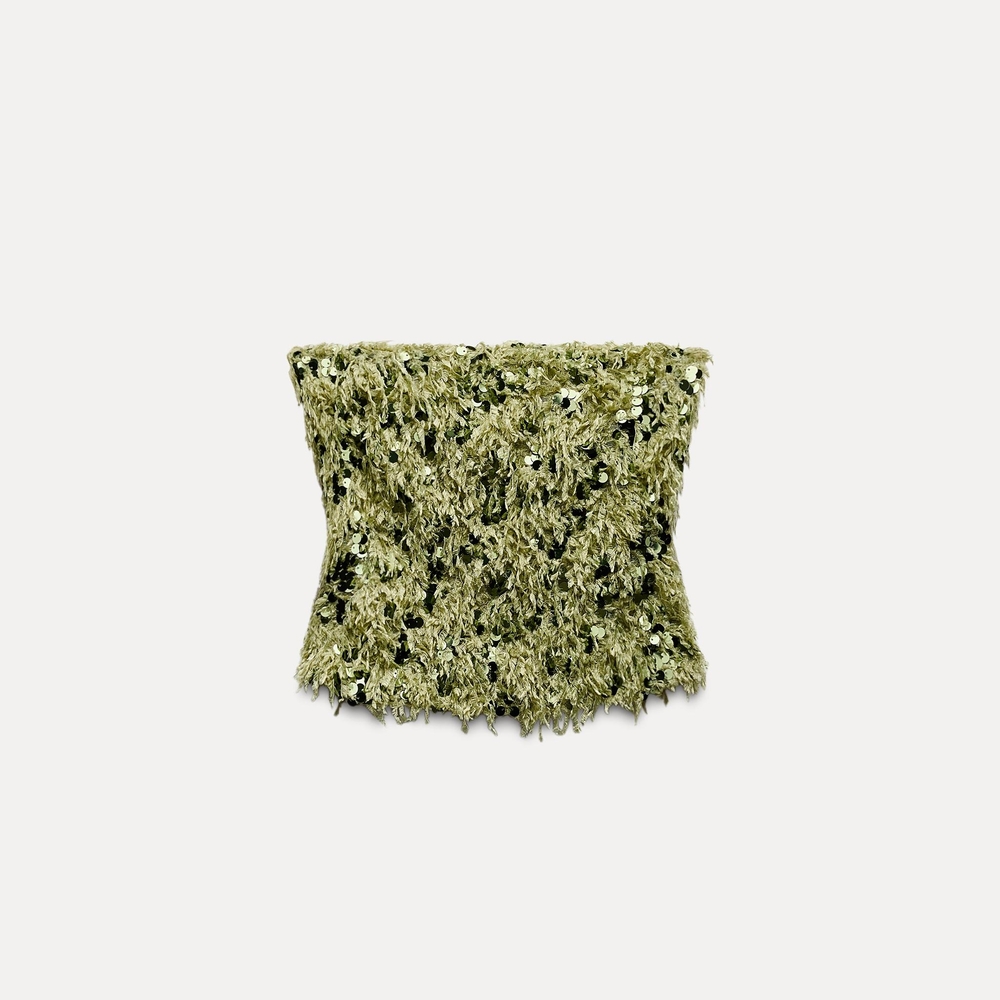 Zara Olive Green Textured Top